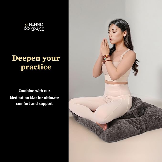 Meditation Zafu Cushion Set with Buckwheat Hulls & Memory Foam - Ergonomic Support for Yoga & Sitting - Removable Machine-Washable Luxury Velvet Cover - for Adults and Kids (Cl03-Brown)