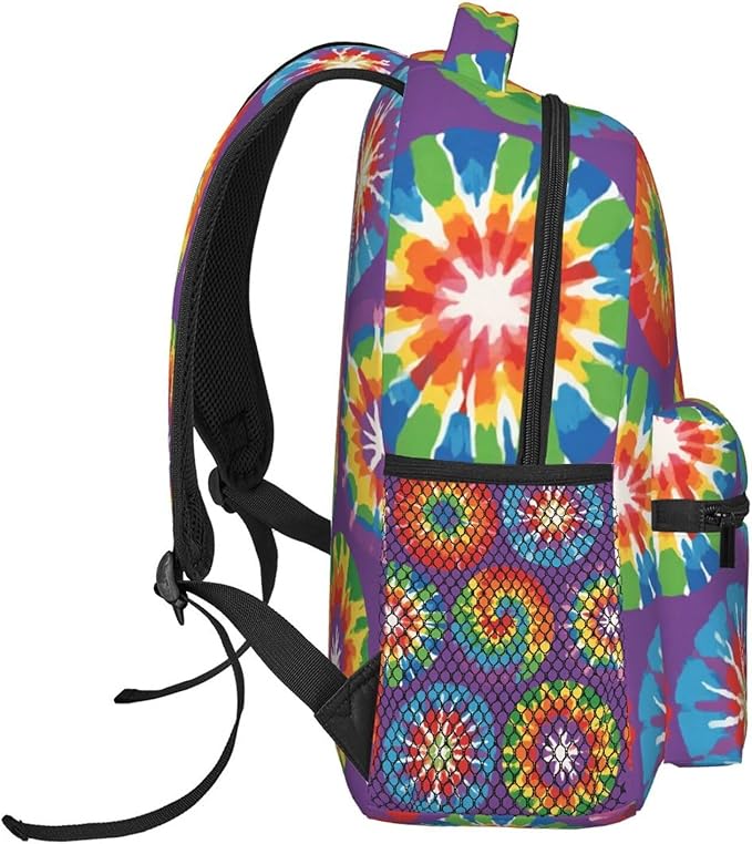 Daypack Backpack Polyester Multipurpose Anti-Theft Colorfu Tie Dye Art Shoulder Bag Big Capacity Gym Outdoor Hiking Backpack With Smooth Zippers