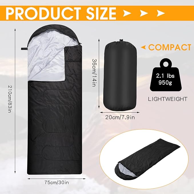 Macarrie 10 Pcs 0 Degree Camping Sleeping Bags Bulk for Adults Cold Weather 4 Season Warm Sleeping Bag with Compression Sack for Homeless Donation Shelter Emergency Hiking
