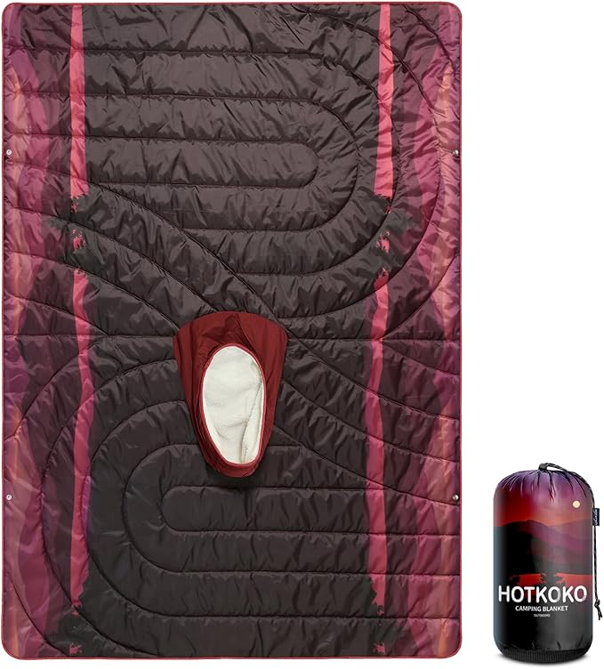 Camping Blanket, Poncho Wearable Hoodie Blankets Outdoor Waterproof Windproof