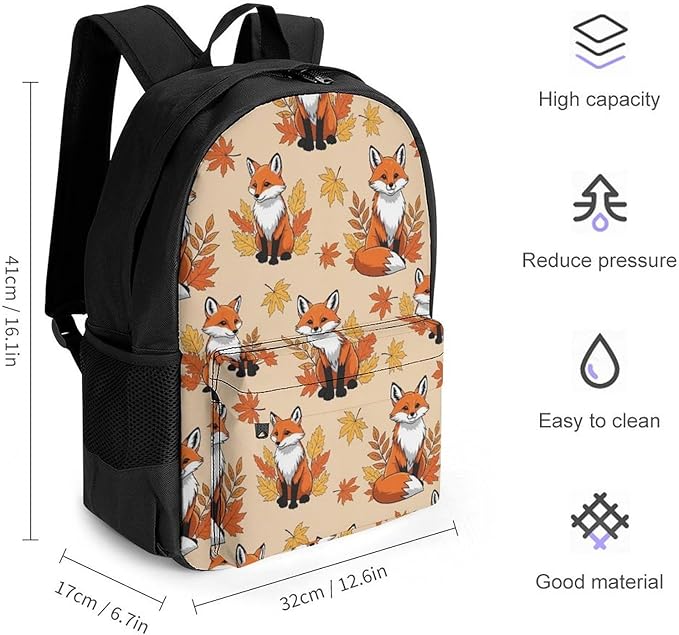 Casual College Daypack Fox Art Multipurpose Business Travel with Large Capacity Rucksack for Men Women