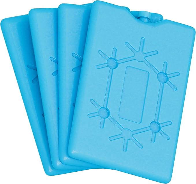 Kona Ice Packs for Lunch Boxes - No Ice Bags Required - Reusable Long Lasting Cooler Ice Packs (-5C) Small Thin Freezer Packs - Freezes in 25 Minutes (Set of 4)