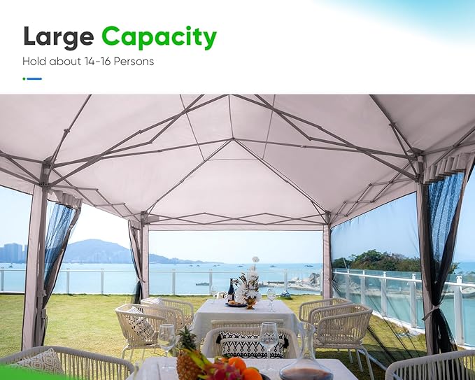 Quictent 10'x20' Pop up Screened Canopy Tent with Mosquito Netting, Portable Easy up Outdoor Screen House Shelter for Patio, Camping and Picnic, Includes Wheeled Carry Bag
