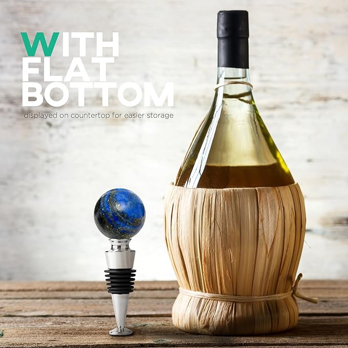 Homestia Wine Stopper, Wine Bottle Stopper Wine Saver with Silicone Reusable Wine Corks, Leak Proof Keep Fresh, Perfect for Wedding Parties and Gifts (Blue, Gemstone)