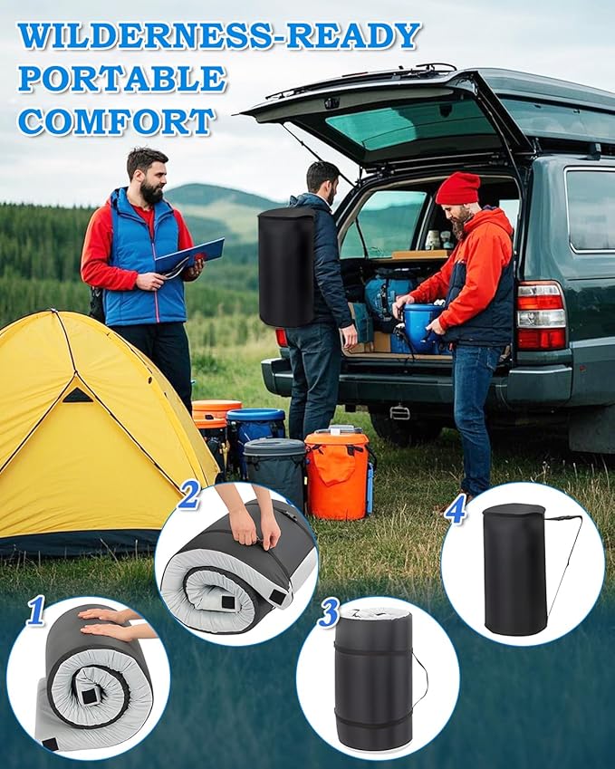 Memory Foam Camping Mattress, Roll Up Waterproof Foam Sleeping Mats for Camping, Portable Camping Mattress Pad for Track, Camping, Grey, 75"×38"×2.5"