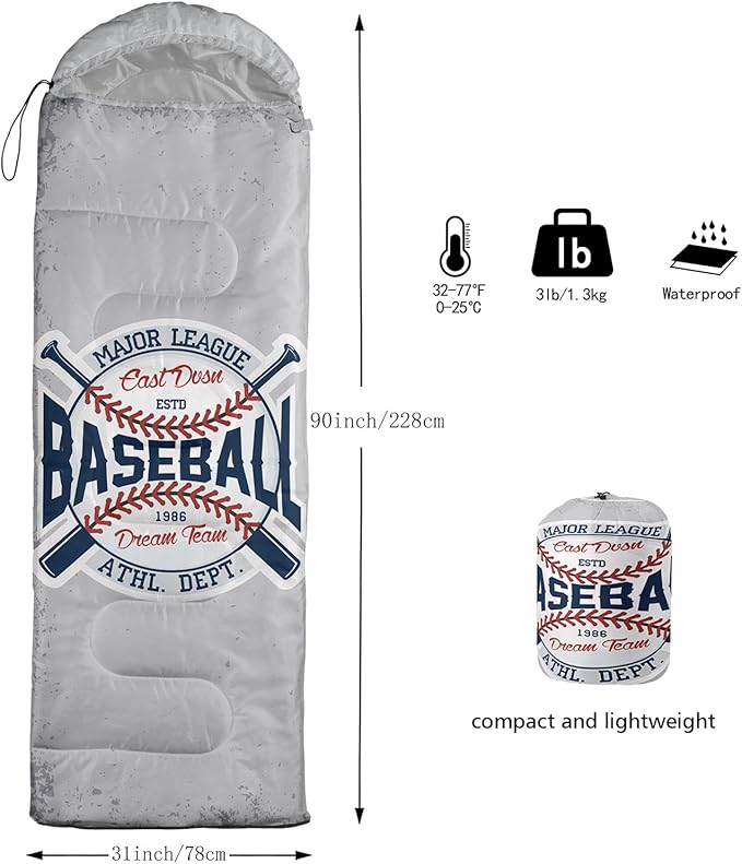 Kids Sleeping Bag for Boys Girls,Rocket Moon Print-Lightweight Warm Portable Outdoor Indoor-Waterproof Cold Weather Resistant Sleeping Bag for Camping Hiking