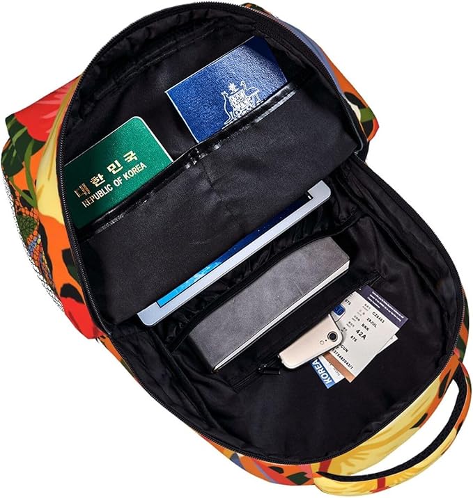 Daypack Anti-Theft Multipurpose Large Capacity Shoulder Bag, Cheetah Leopard Print Floral Earth Yellow Travel Hiking Camping Rucksack With Smooth Zippers