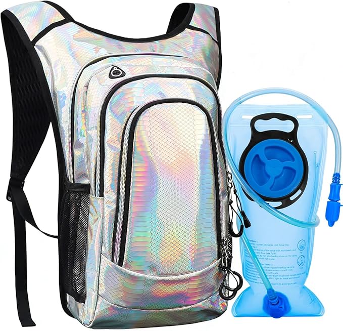 Hydration Backpack, Festival Rave Hydration Pack, Water Backpack with 2L Hydration Bladder, Rave Backpack Hydration Pack Hydropack Hydro for Hiking, Biking, Festivals, Raves