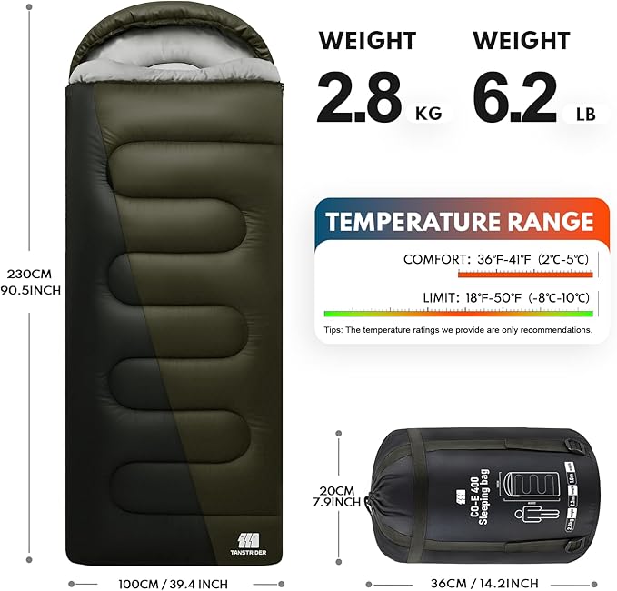 0 Degree XXL Sleeping Bags for Adults Cold Weather,Camping Sleeping Bag with Compression Sack for Winter Hiking, Hunting,Traveling