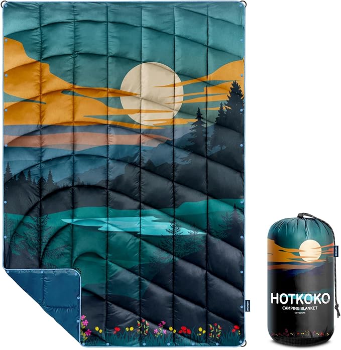 Camping Blanket,Lightweight Puffy Printed Camping Blanket Packable Outdoor Blanket for Camping,Traveling, Stadium, Hiking, Picnics
