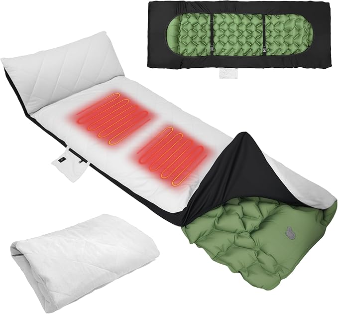 Inflatable Sleeping Pad Heating Cover,Heated Covers for Memory Foam Camping Mattress Pad,Outdoor Sleeping Pad, 78 * 28 * 5in (Only Heated Cover)