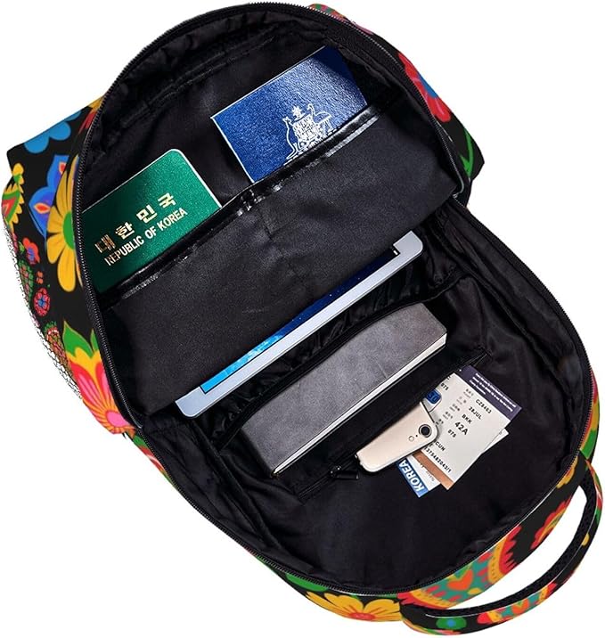 Rucksack Anti-Theft Multipurpose Large Capacity Carry On Bag, Abstract Paisley Texture Pattern Travel Hiking Bag Day Pack With Side Pockets