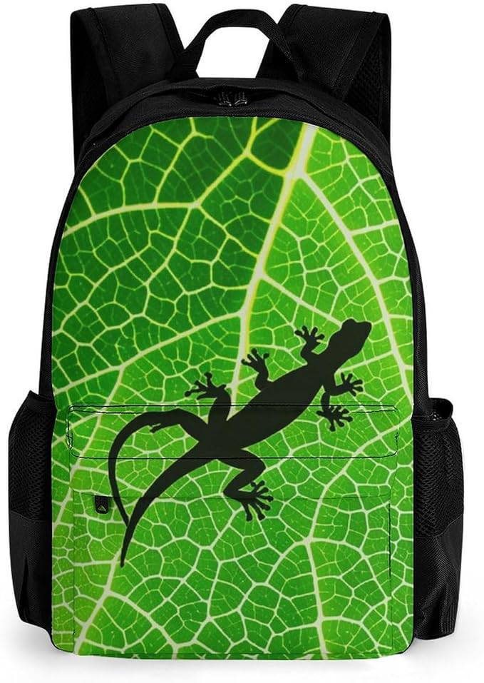 Supdreamc Lightweight Daypack Backpack for Trekking Work Running, Big Capacity Multipurpose Anti-Theft Bookbag, Biology Animal Frog Green Leaf Business Computer Bag