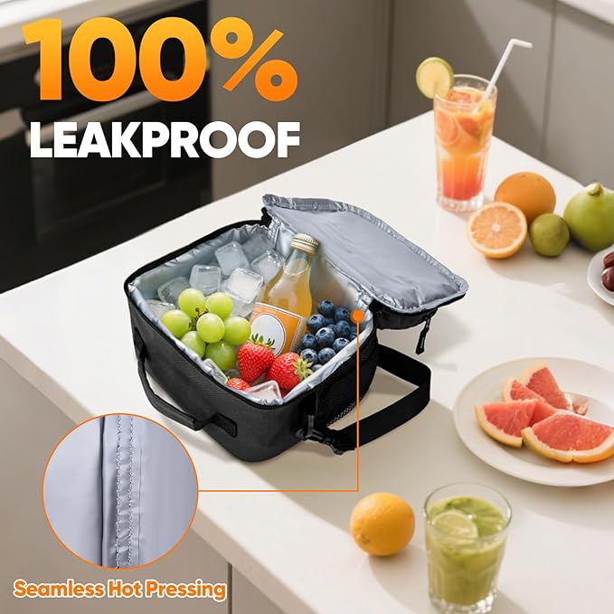 BALEINE Insulated Lunch Bag for Men Women, Leakproof Cooler Bag with Adjustable Shoulder Strap for Work Picnic, Lunch Box for Women Men (Small, Black)