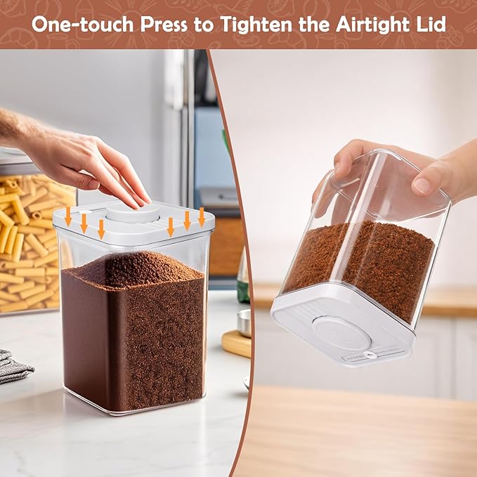 Mity rain 3Pcs Airtight Brown Sugar Container Set(2.7Qt/1.7Qt/0.85Qt) Moisture-Proof Kitchen & Pantry Brown Sugar Keeper Container Airtight Saver Storage with Locking Lid,3 brown sugar bear,3Spoon