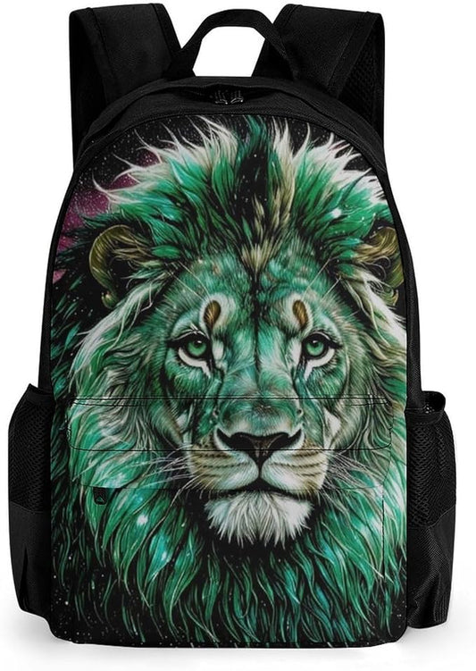 Supdreamc Rucksacks Multipurpose Anti-Theft Big Capacity Bookbag, Abstract Galaxy Lion Head Art Travel Hiking Camping Rucksack With Padded Straps