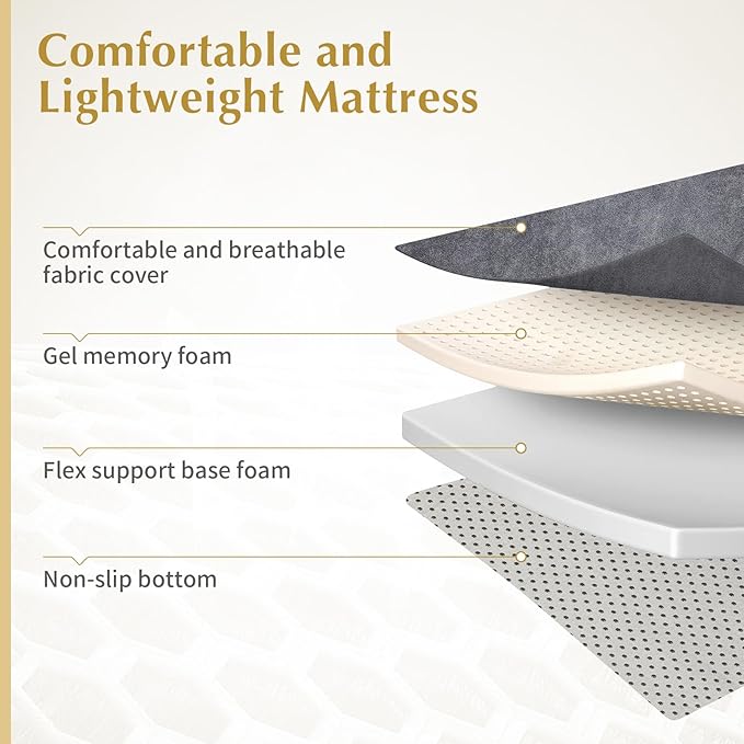 Tri-Fold Memory Foam Mattress,Single Folding Mattress with Handles and Washable Covers,Portable Floor Bed Foldable Mat for Travel & Camping & Yoga,75" x 38" x 4"