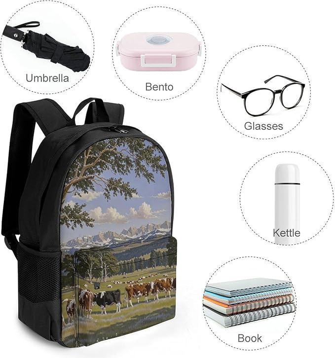 Rucksacks Lightweight Multipurpose Anti-Theft Animal Herefords Cattle Party Shoulder Bag Big Capacity Laptop Book Bag Rucksack With Padded Straps
