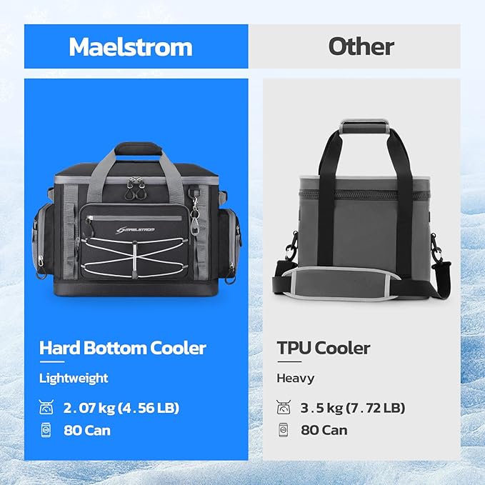 Maelstrom Soft Sided Cooler Bag, 30/40 Can Collapsible Insulated Ice Chest, Large Leakproof Camping & Travel Cooler for Kayaking & Beach