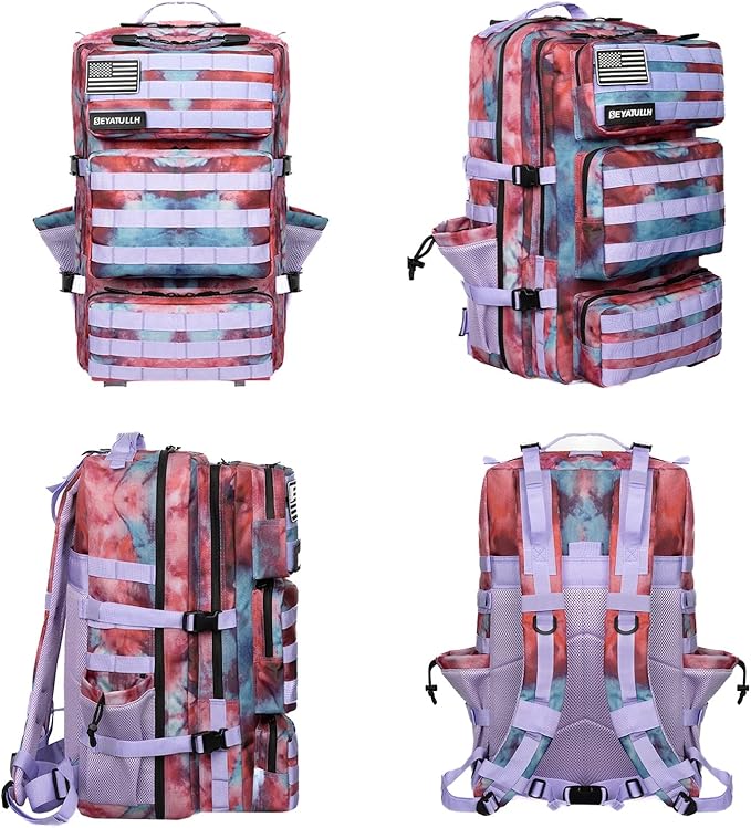 Military Tactical Backpack 55L for Men & Women Bug Out Bag Assault pack Molle Daypack Hiking Trekking Rucksack (Nebula camouflage)