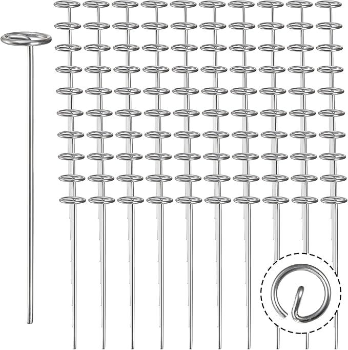 Yesland 100 Pack 6-Inch Circle Top Pins, 11 Gauge Anti-Rust Galvanized Steel Landscape Staples Pins Silver Garden Stakes G-Shaped SOD Staples for Ground Landscape Fabrics, Dog Fences and PVC Pipes