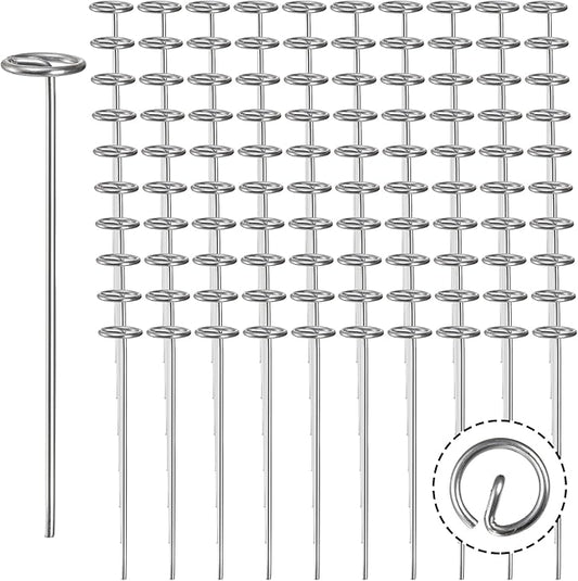 Yesland 100 Pack 6-Inch Circle Top Pins, 11 Gauge Anti-Rust Galvanized Steel Landscape Staples Pins Silver Garden Stakes G-Shaped SOD Staples for Ground Landscape Fabrics, Dog Fences and PVC Pipes