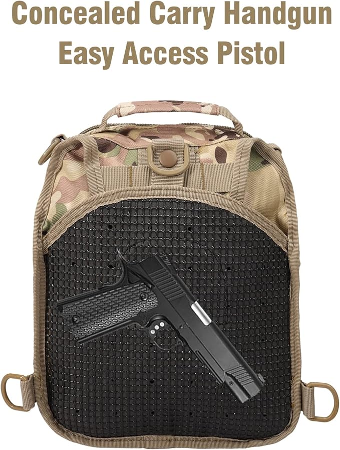 BOMTURN Tactical Backpack-1000D Waterproof Military Backpack/Laser-Cut/CCW Bags Sling Bag Tactical Satchel Shoulder Bag Men