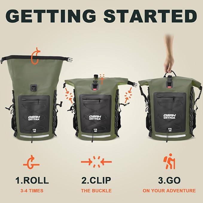 Waterproof Backpack Dry Bag 25L/35L/55L/85L – Heavy Duty Roll-Top Hiking Backpack Sack Keeps Gear Dry for Travel, Kayaking, Boating, Camping, Rafting and Fishing