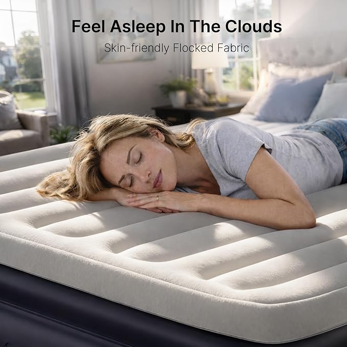 Air Mattress Queen with Built-in Pump, 18" Raised Inflatable Blow Up Mattress,Upgraded Heavy Duty 800lbs Portable Air Bed for Home, Guests,Floor& Camping, Self Inflating Colchon Inflable Queen