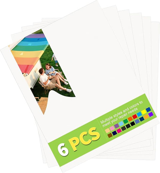 7x9in Nylon Repair Patch，Tent Repair Kit，Self Adhesive Waterproof Fabric Repair Tape for Tent, Umbrella, Sleeping Bag, Down Jackets,Knapsack. （White,6ps）