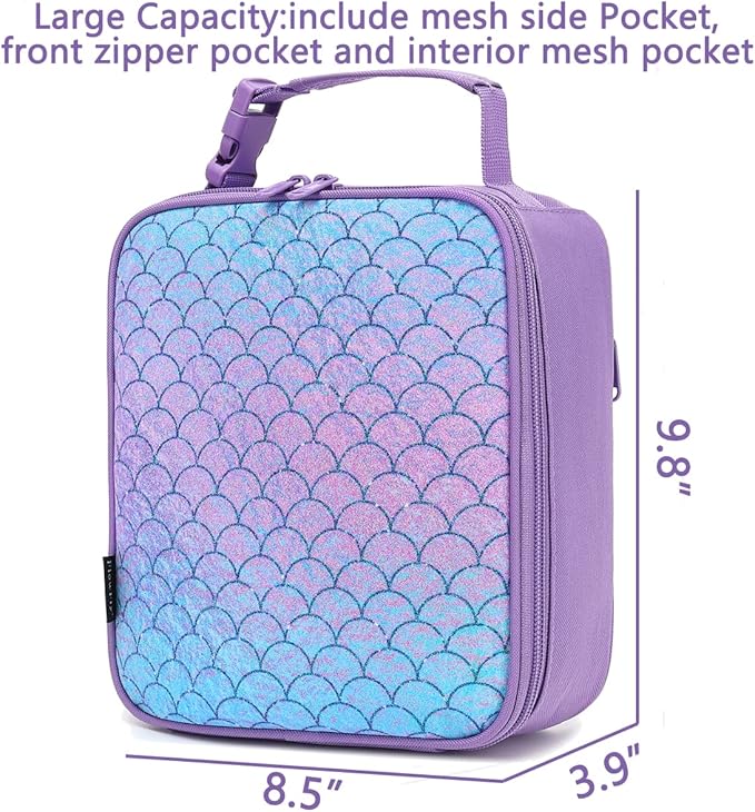 FlowFly Kids Lunch box Insulated Soft Bag Mini Cooler Back to School Thermal Meal Tote Kit for Girls, Boys, Scale
