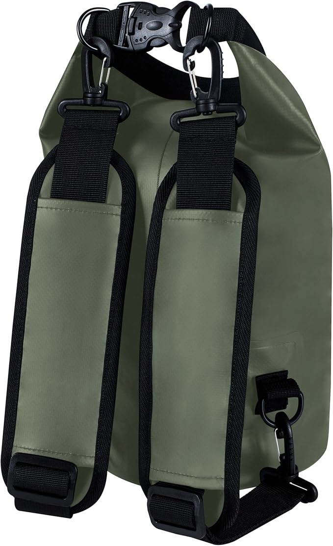 EARTH&RIVER Premium Waterproof Dry Bag Backpack, Extra Thick, Protection for All Water Activities & camping, Floating Lightweight Dry Bag & IPX8 Waterproof Phone Case (Army Green, 5L)