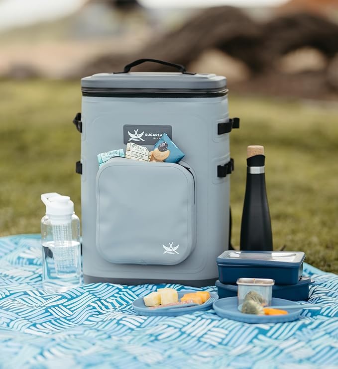 SugarLake Gear Waterproof Backpack Cooler, 24-Can Capacity, 48-Hour Ice Retention, Gray