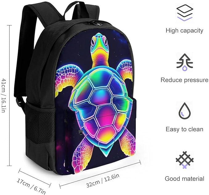 Lightweight Daypack Backpack for Sports Travel Running, Large Capacity Multipurpose Anti-Theft Bookbag, Sea Turtle Colorful Laptop Backpack Daypack