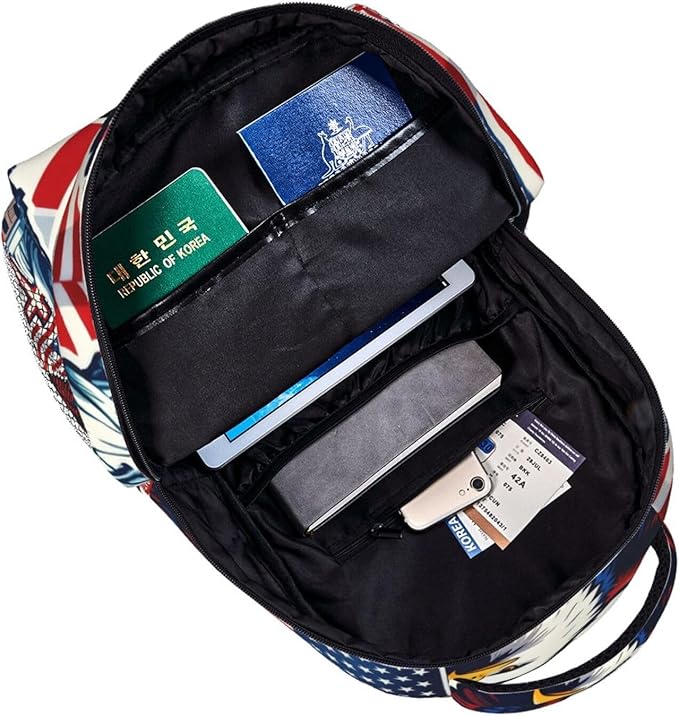 Lightweight Rucksacks for Camping Picnic Walking Cycling, Large Capacity Multipurpose Anti-Theft Carry On Bag, 250th Anniversary Freedom Eagle Art Travel Hiking Camping Rucksack