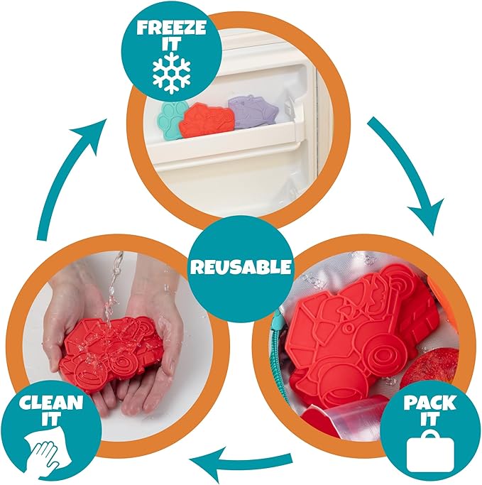 Kids Hard Ice Packs (3 PK) Slim Lightweight Reusable Cooler Freezer Packs- Long-Lasting Chillers Keep Food Fresh for Hours- Durable Leak-Proof Design for Boys Girls Back To School- BPA Free, Food Safe