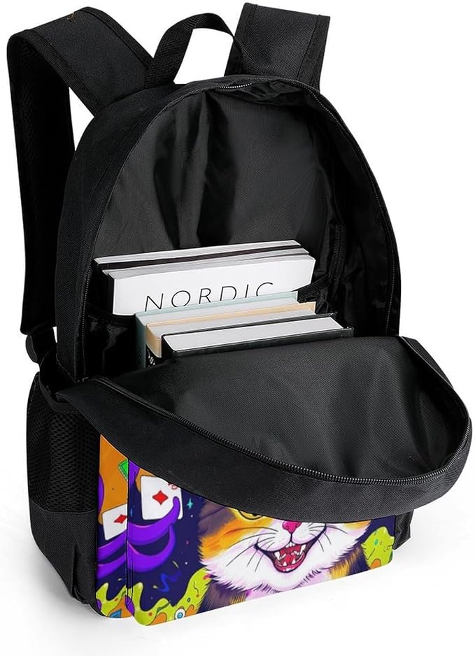 Supdreamc Rucksacks Lightweight Multipurpose Anti-Theft Acid Trip Colors Trippy Cat Eye Octopus Art Shoulder Bag Big Capacity Laptop Book Bag Rucksack With Padded Straps