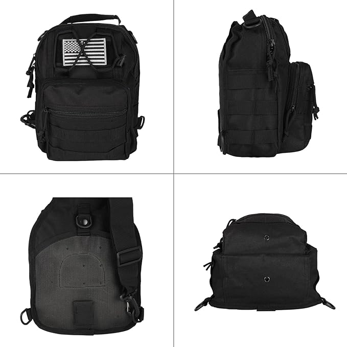 BOMTURN Tactical Backpack-1000D Waterproof Military Backpack/Laser-Cut/CCW Bags Sling Bag Tactical Satchel Shoulder Bag Men