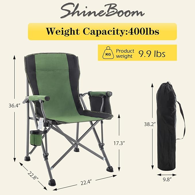Fishing Chair Camping Chairs Foldable Lawn Beach Portable Campact Chair with Side Pockets and Cup Holder for Adults