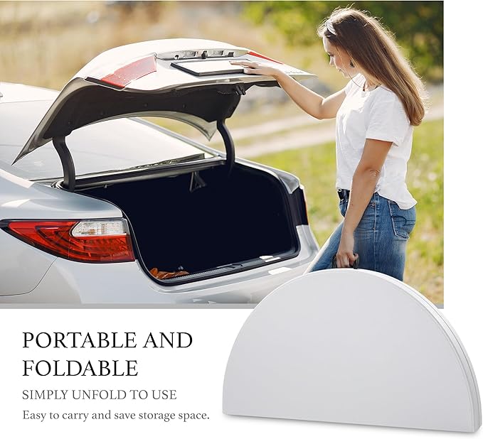 AJP Distributors 4 Foot Portable Round Folding Card Table 4FT 48" Half Foldable Heavy Duty Plastic w/Carry Handle - Indoor Outdoor Backyard Camping Picnic BBQ Party Wedding Dining Office Event White