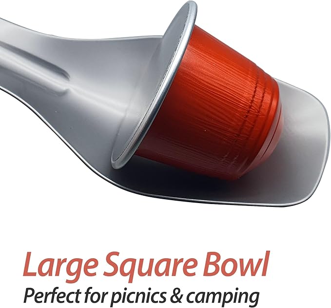 PortableAnd 4-in-1 Camping Utensil Set: Spoon, Spork, Knife, Tongs - Stainless Steel Multi Tool for Outdoor Cooking, Backpacking, Hiking, Picnics - Lightweight Travel Utensil with Carry Bag (1-Pack)