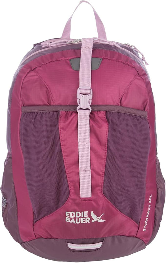 Eddie Bauer Stowaway Packable Backpack | Travel | Outdoor | Lightweight | Foldable | Durable | Ripstop Polyester | 30L - Port Red