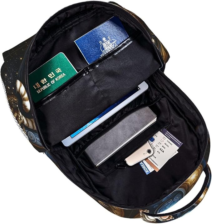 Men Women Polyester Yin Yang Gold Dragon White Tiger Art Backpack Large Capacity Bookbag With Smooth Zippers for Climbing Picnic Bicycle