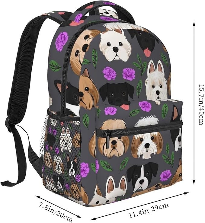 Casual Daypack Multipurpose Anti-Theft Large Capacity Carry On Bag, Boxer Dogs And Flower Casual Daypack Climbing Shoulder Bag With Padded Straps