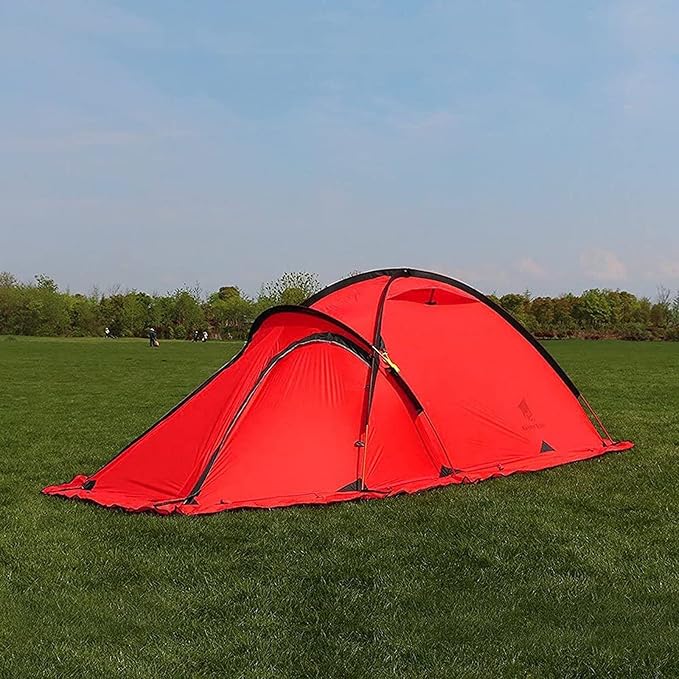 Portable 2 Person 4 Season Tent Waterproof Backpacking Tent Double Layer All Weather for Camping Hiking Travel Climbing Mountaineering - Easy Set Up (Color : Yellow, Size : Large)