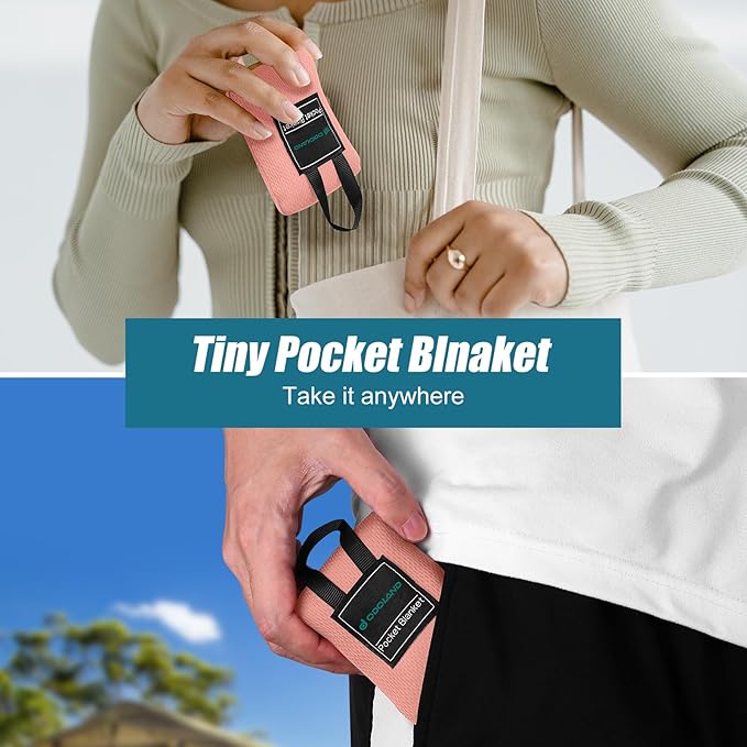 Odoland Beach Blanket Picnic Blanket, 43.3" x 27.5" SandProof Waterproof Outdoor Pocket Blanket with Portable Bag, Foldable Lightweight Sand Free Beach Mat for 1 People Hiking, Camping, Travel, Pink