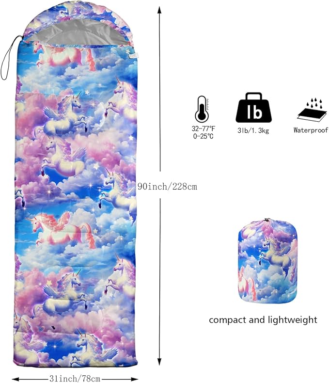 Sleeping Bags for Adults Kids,Backpacking Camping Sleeping Bag for Girls Boys Lightweight Waterproof Cold/Warm Weather Sleeping Bag for All Season