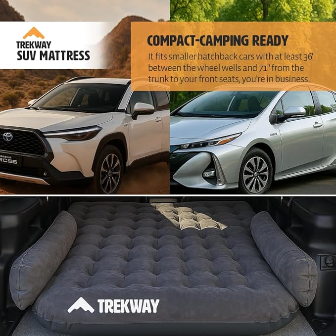 Offroading Gear SUV/Van Inflatable Air Mattress w/Side Chambers - Car Camping Bed - for 4Runner, Outback, Forester, Cherokee, RAV4, Blow Up Inflatable. from Trekway