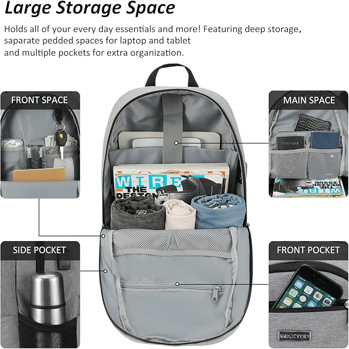 MAXTOP Travel Laptop Backpack Business Backpacks with USB Charging Port Water Resistant School College Bookbag