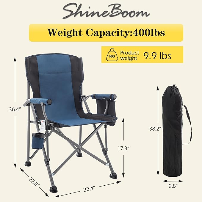 Fishing Chair Camping Chairs Foldable Lawn Beach Portable Campact Chair with Side Pockets and Cup Holder for Adults